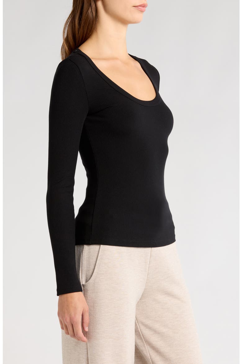 Cloud Retreat Rib Long Sleeve Top, Alternate, color, BLACK
