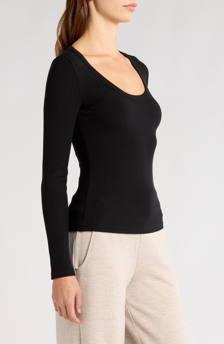 TravisMathew Cloud Retreat Rib Long Sleeve Top, Alternate, color, Black