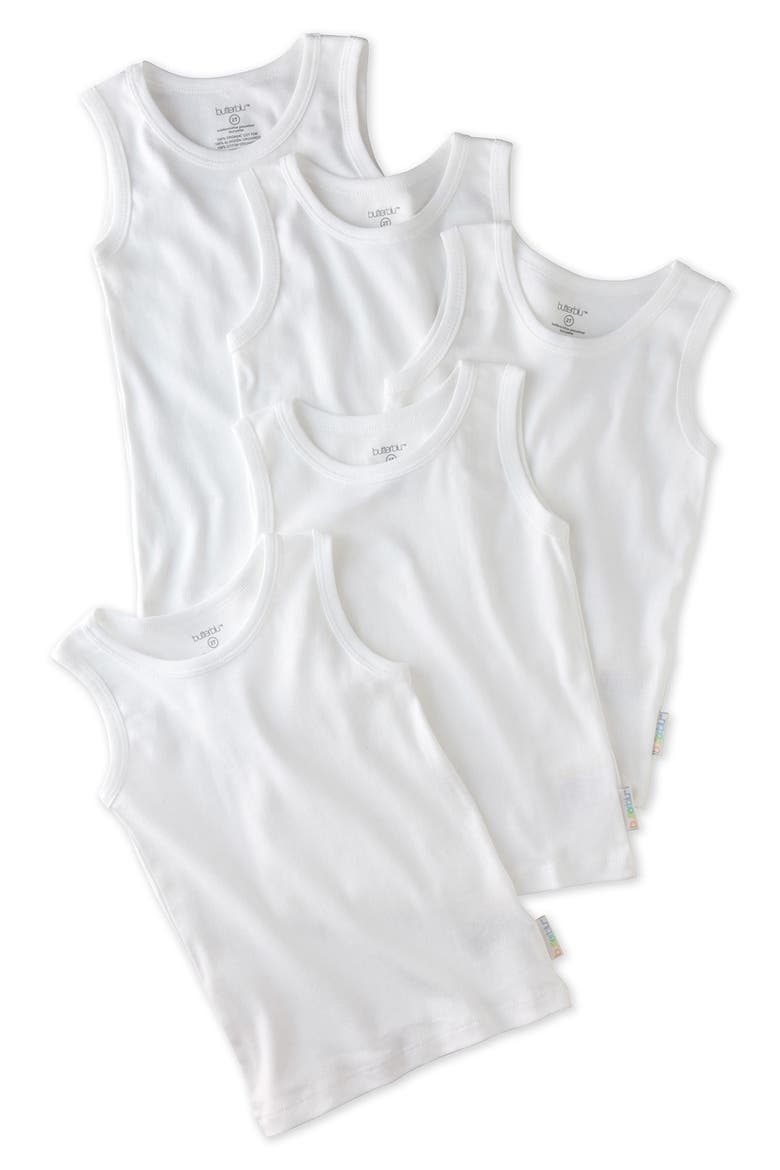 Kids' Malone Organic Cotton Assorted 5-Pack Muscle Tanks, Main, color, WHITE