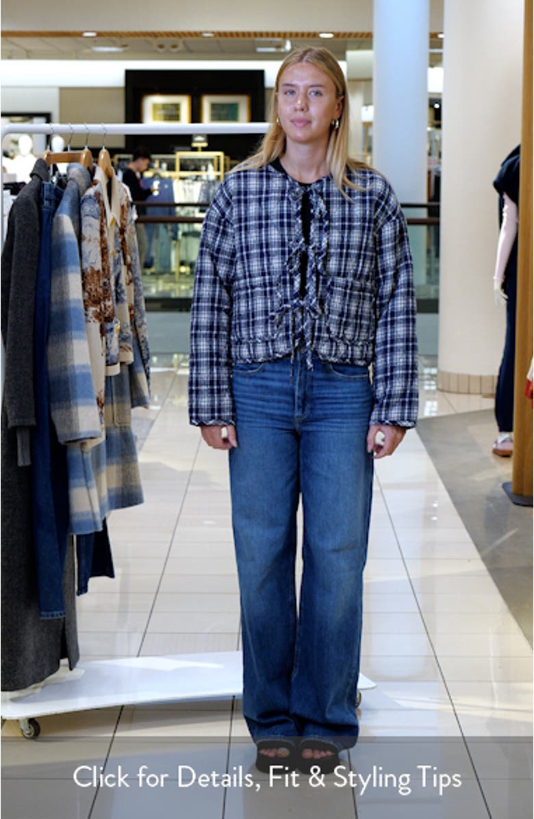 London Quilted Plaid Tie Front Jacket, sales video thumbnail