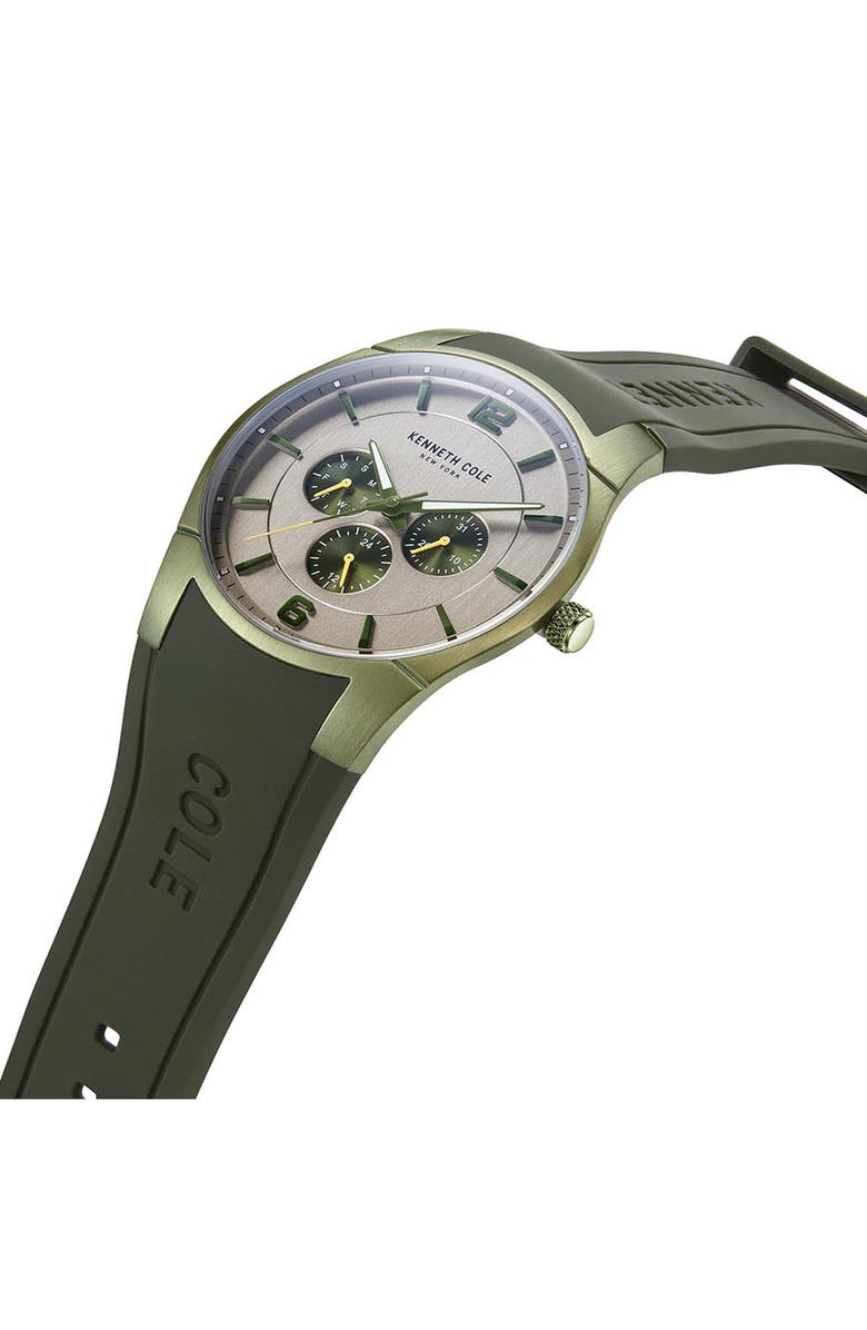 Kenneth Cole Dress Sport Silicone Strap Watch, 42mm, Alternate, color, Olive
