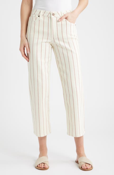 Stripe Crop Straight Leg Jeans