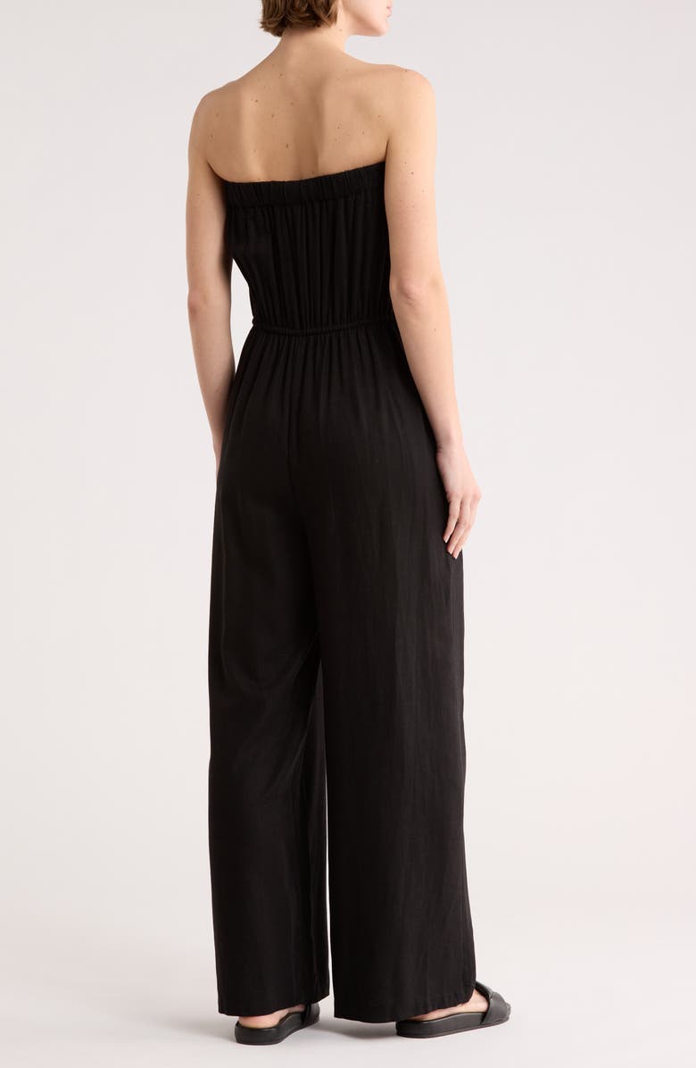 NORDSTROM RACK Strapless Wide Leg Cover-Up Jumpsuit, Alternate, color, Black