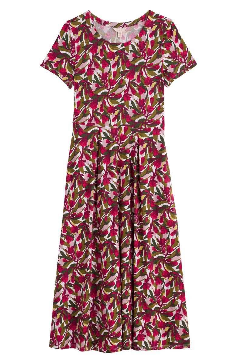 Seasalt Cornwall Veronica Floral Stretch Organic Cotton Midi Dress, Alternate, color, Abstract Protea Chalk