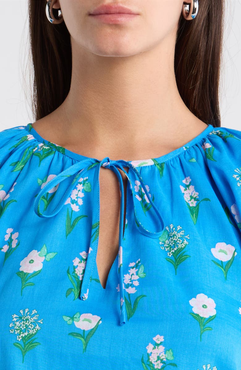 SUGARLIPS Jazleen Floral Print Puff Sleeve Top, Alternate, color, Blue White Green
