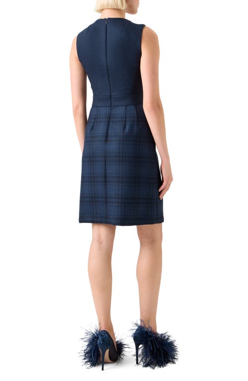Akris Check Wool Double-face Sleeveless A-line Dress In Blue