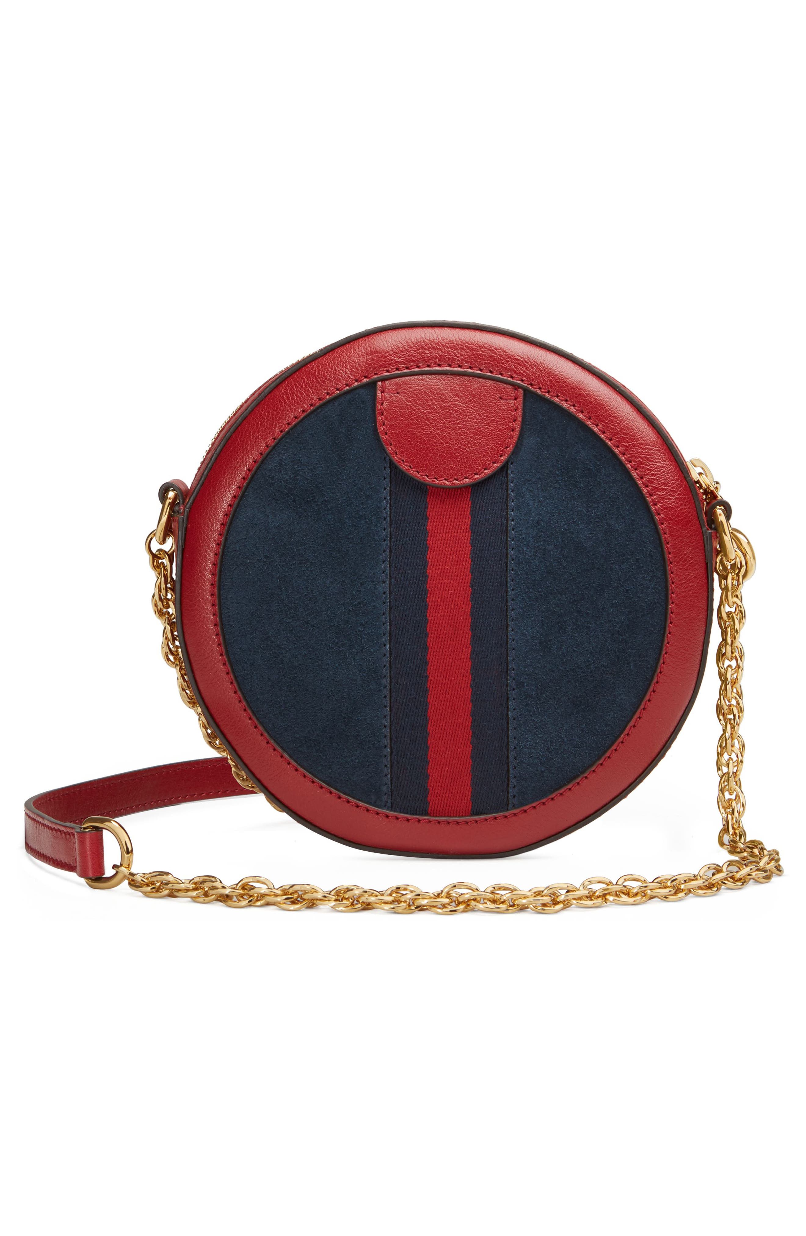 Gucci Ophidia Small Suede & Leather Circle Crossbody Bag, Alternate, color, 