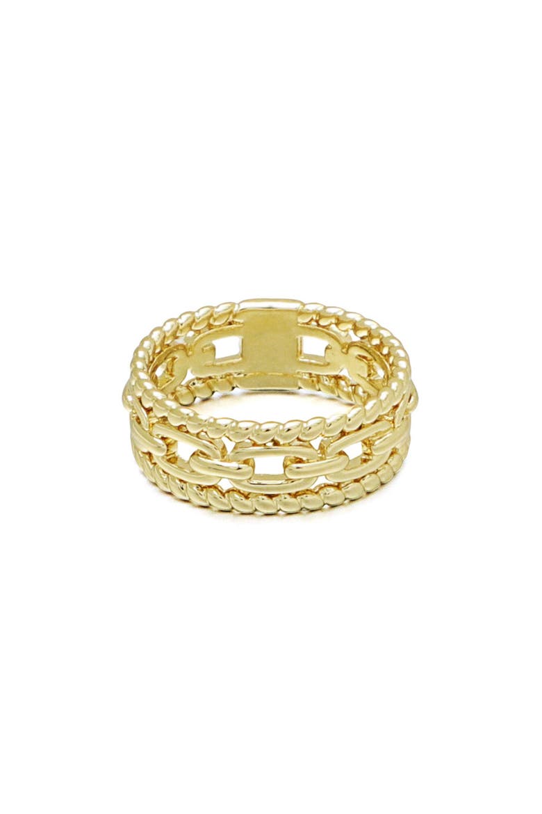 14K Gold Plated Triple Band Ring, Main, color, GOLD