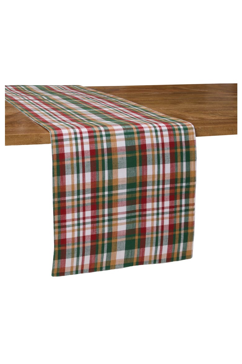 Alpine Skiers Winter Sports Reversible Plaid Christmas Runner 14" x 72", Alternate, color, White