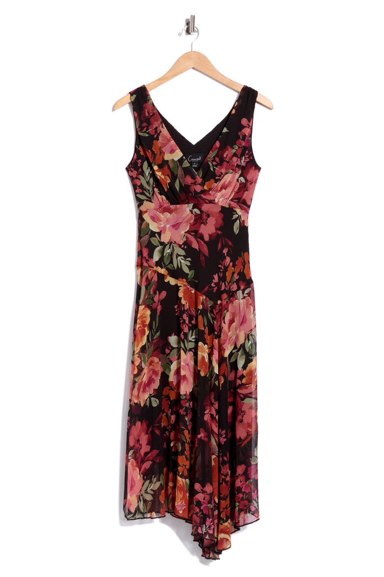 Chiffon Asymmetric Midi Dress, Alternate, color, SPICE