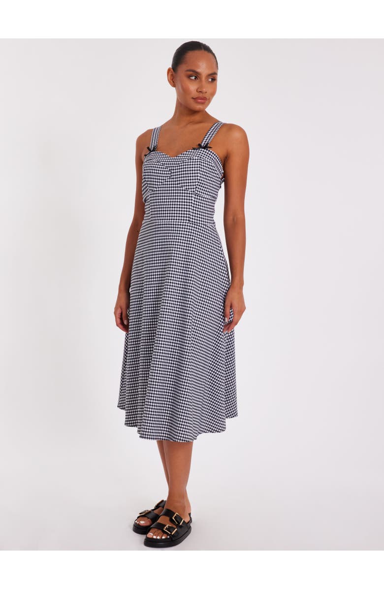 QUIZ Gingham Strappy Midi Dress, Main, color, Black