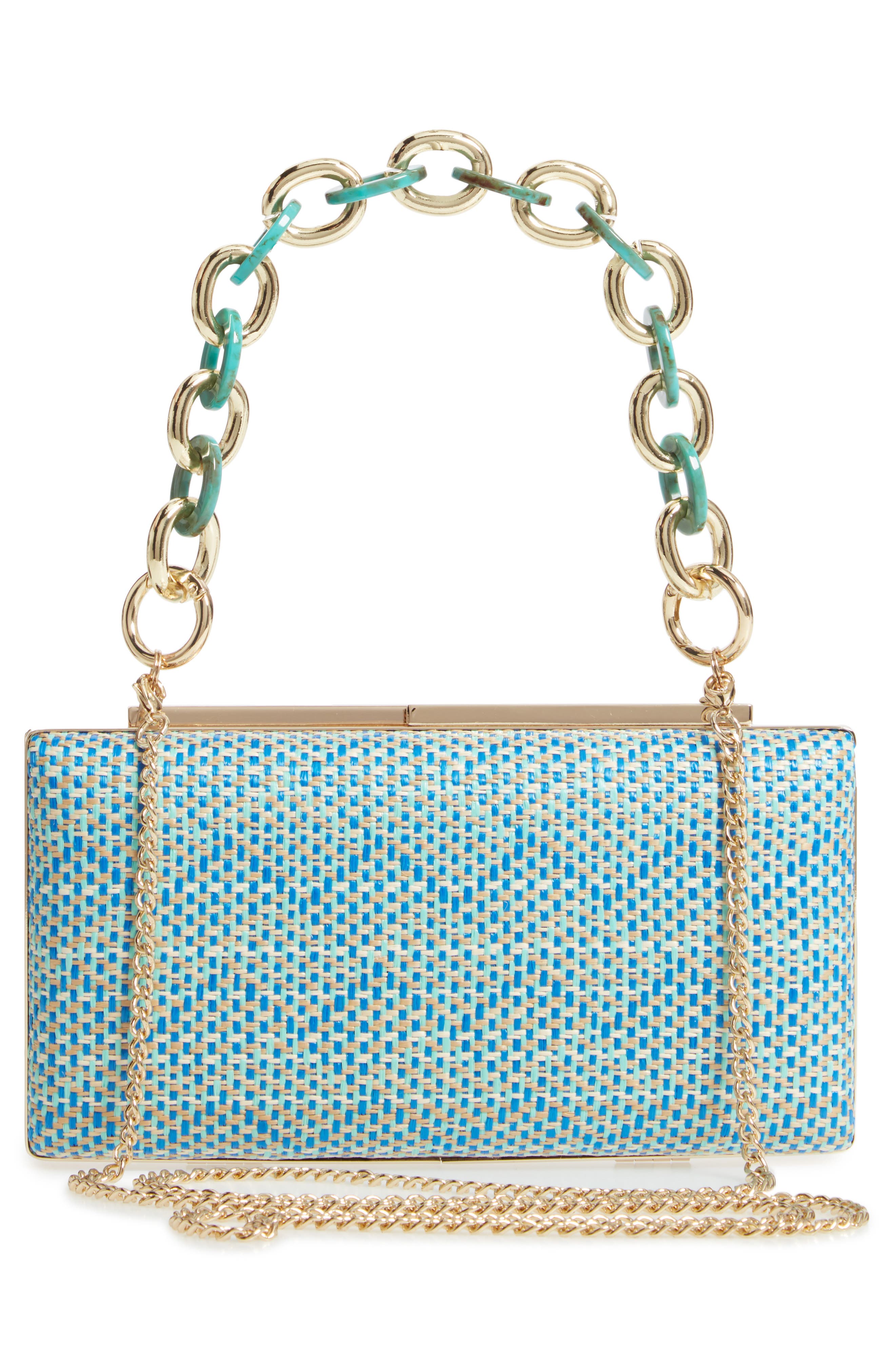 Woven Minaudiére, Alternate, color, TEAL TURQUOISE