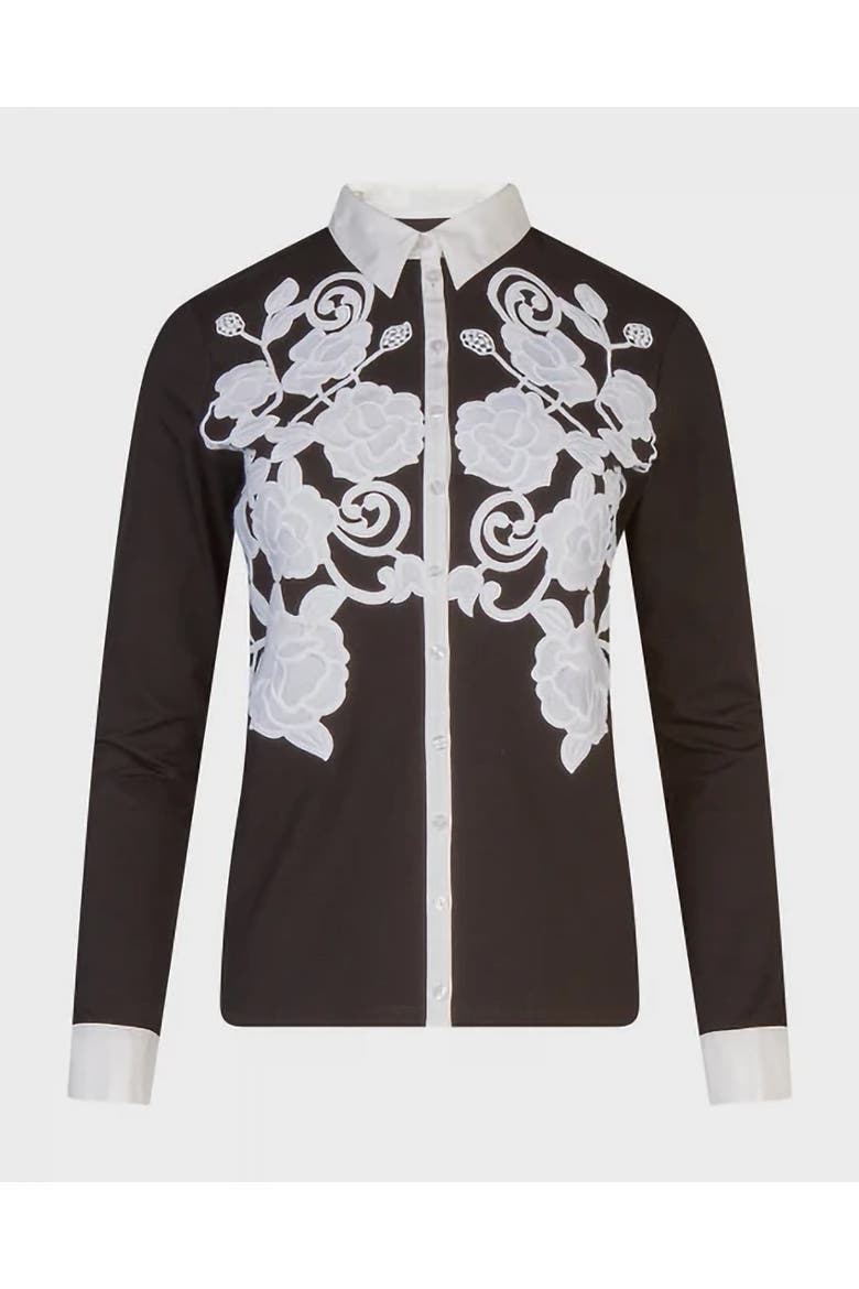 Vianey Pima Jersey Shirt, Main, color, Black/White
