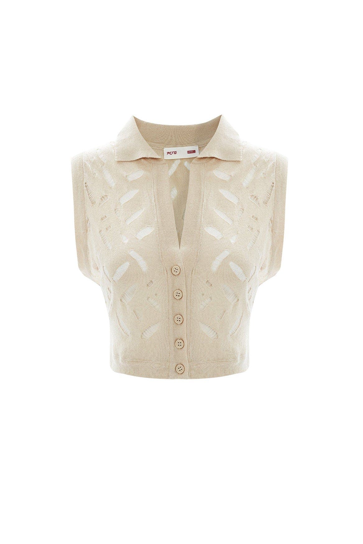 Cropped Ripped Knit Top - image 3