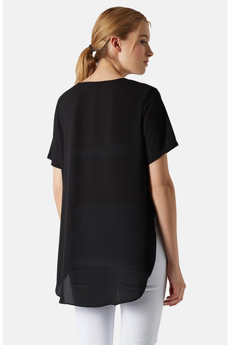 Split Side High/Low Top, Alternate, color, BLACK