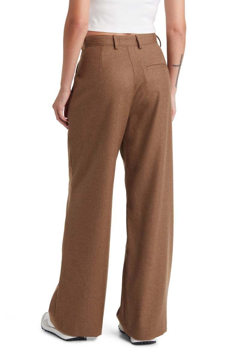 x EmRata Joan Pleated Wide Leg Wool Pants, Alternate, color, UMBER