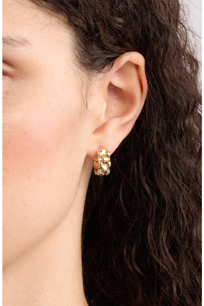 Watch Band Hoop Earrings, Alternate, color, GOLD