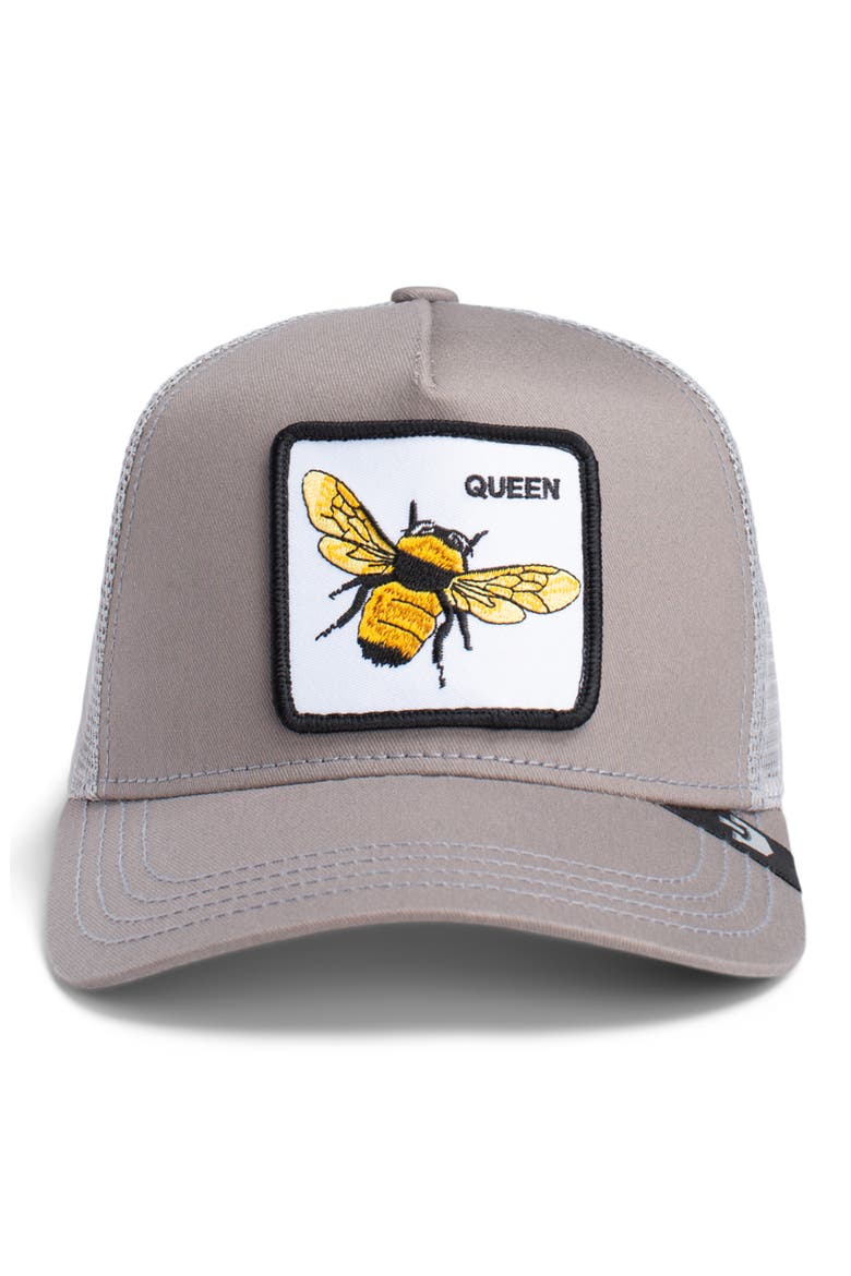 The Queen of Bees Snapback Trucker Hat, Main, color, GREY
