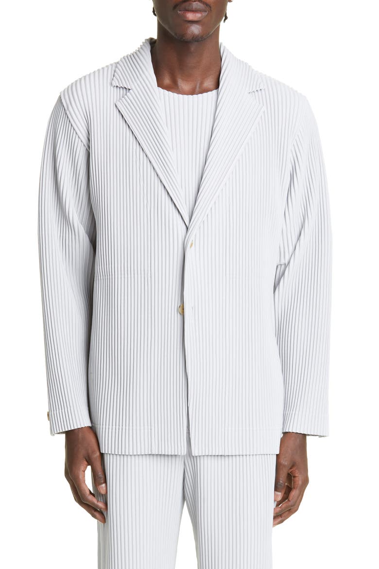 Men's Basics Pleated Blazer, Main, color, LIGHT GRAY