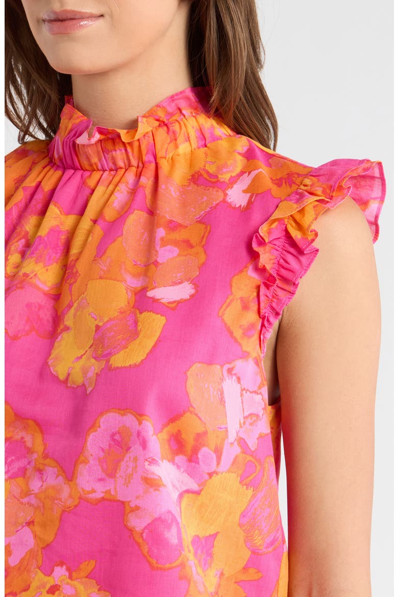 Elaris Zoie Floral Ruffle Cotton Top, Alternate, color, FUCHSIA ORANGE MULTI