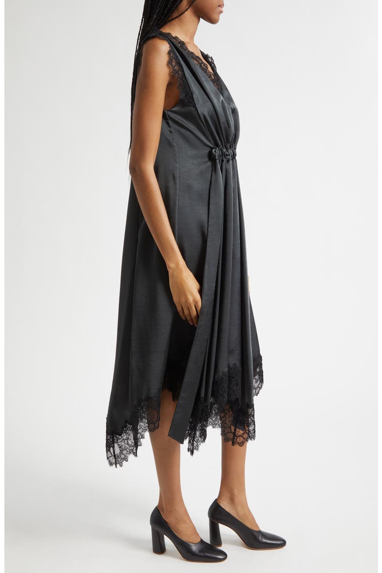 Lace Detail Satin Dress, Alternate, color, SLATE