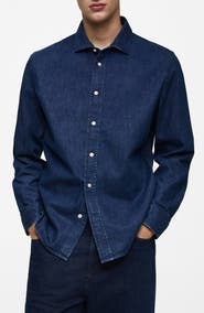 MANGO Denim Button-Up Shirt