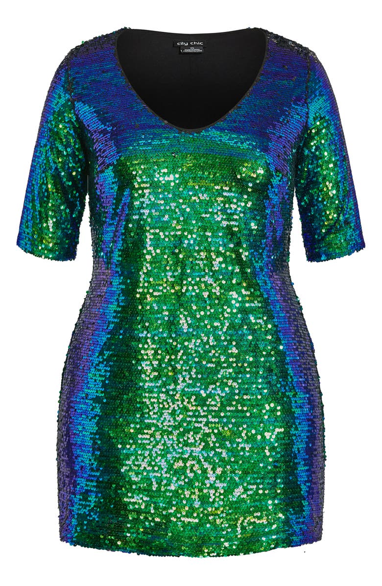 City Chic Sequin Cocktail Dress, Alternate, color, Electric Multi