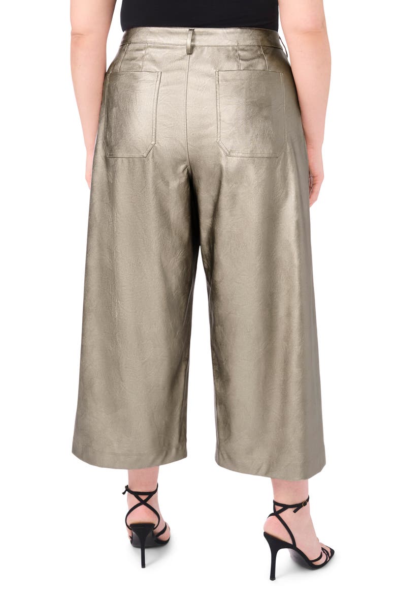 Metallic Faux Leather Crop Pants, Alternate, color, SILVER