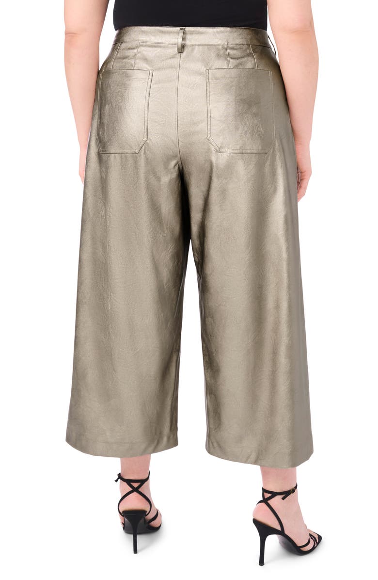 Vince Camuto Metallic Faux Leather Crop Pants, Alternate, color, Silver