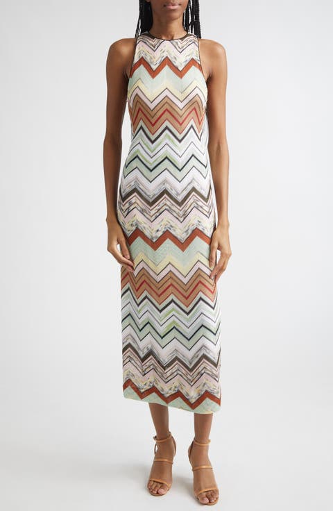Zigzag Knit Midi Dress