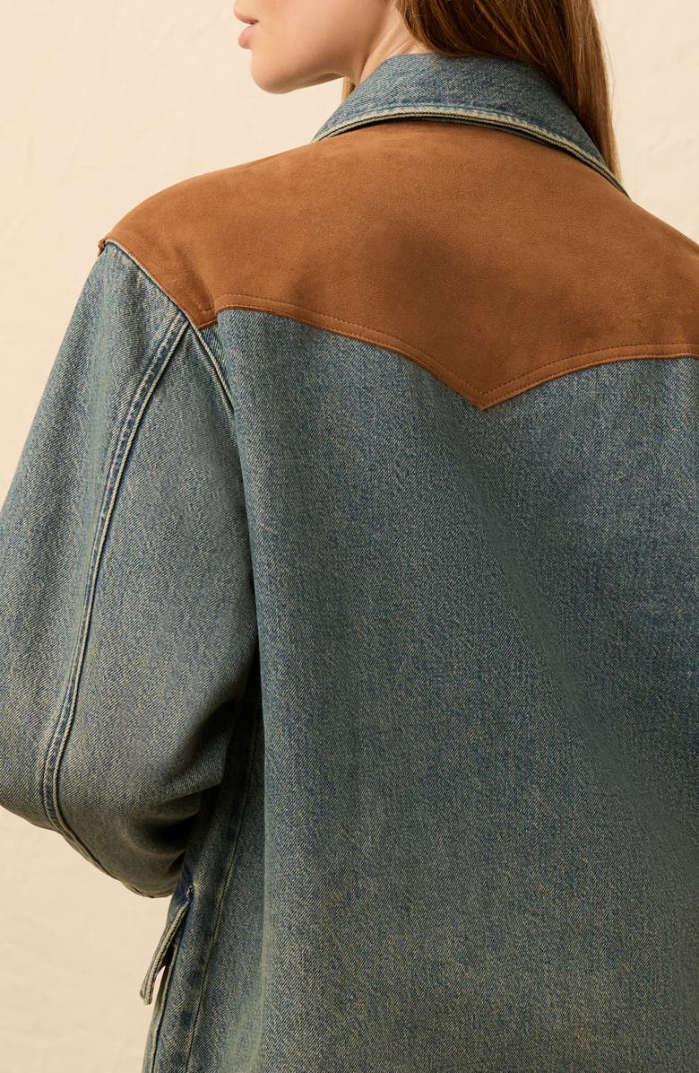 Faherty Denim & Suede Jacket, Alternate, color, Creekside Indigo Wash