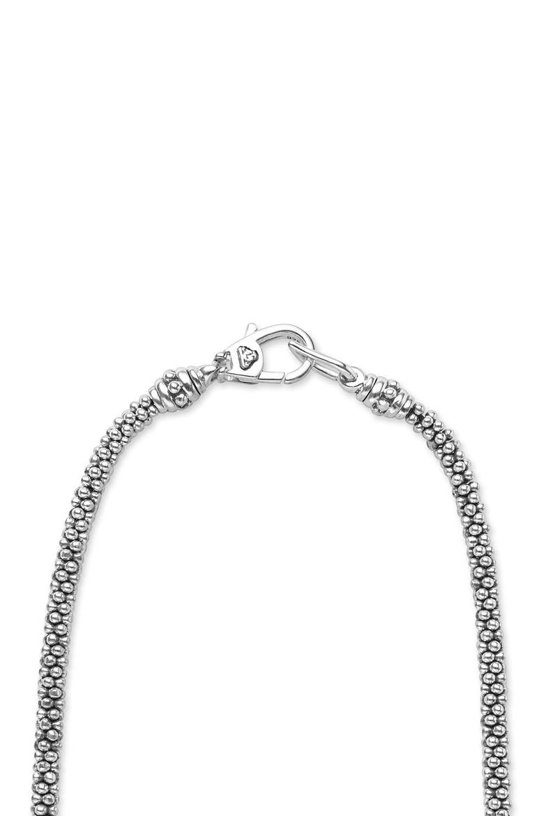 Signature Caviar Interlocking Diamond Pendant Necklace, Alternate, color, SILVER