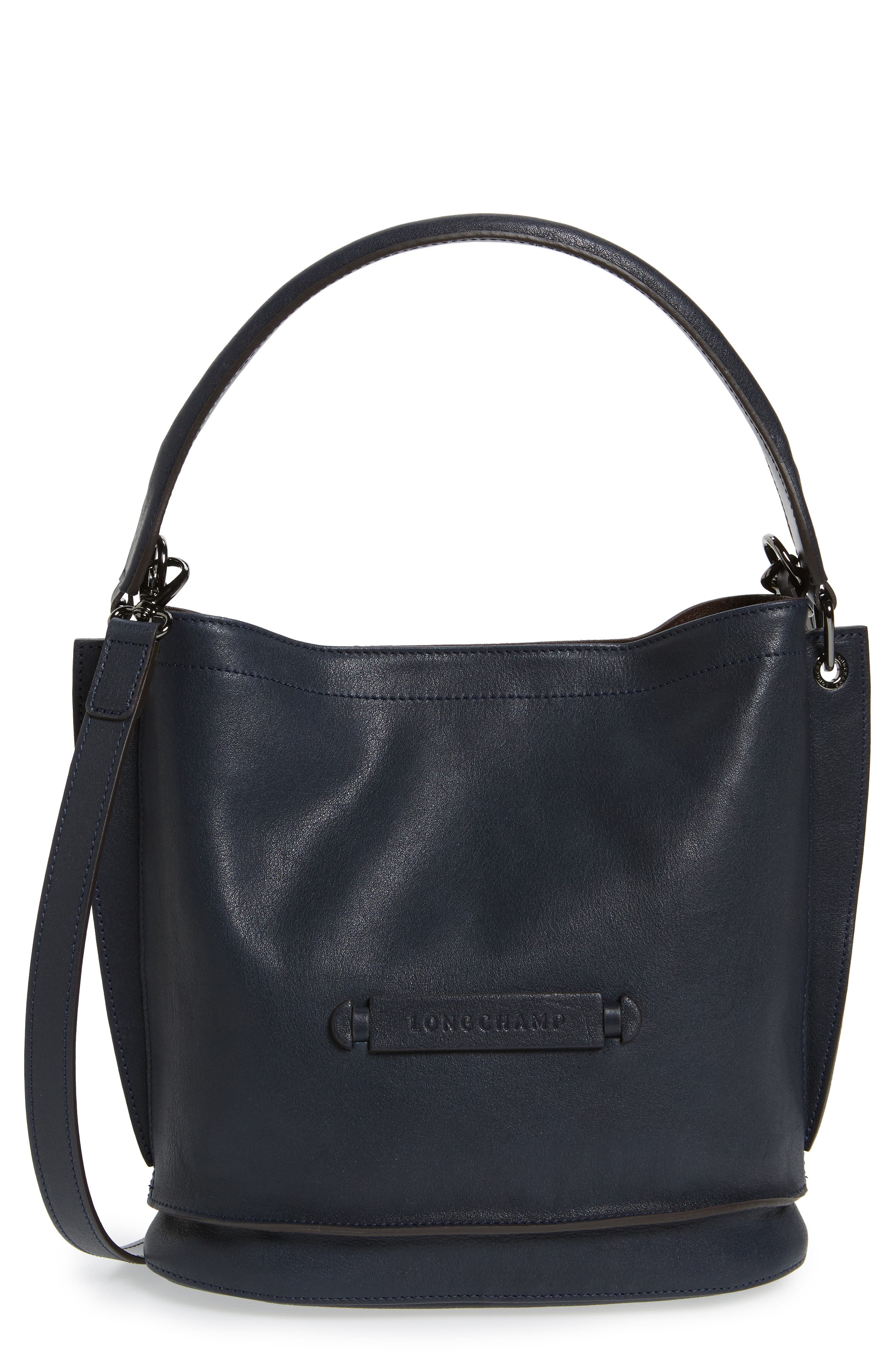 '3D' Leather Crossbody Hobo, Main, color, SAPPHIRE