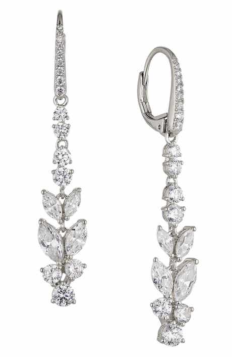 Wren Cubic Zirconia Linear Drop Earrings