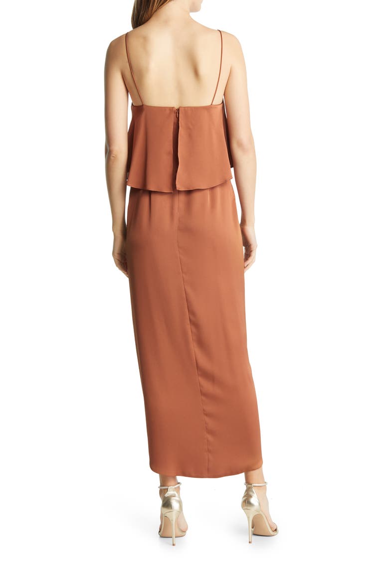 Luxe Frill Tulip Hem Maxi Dress, Alternate, color, MOCHA