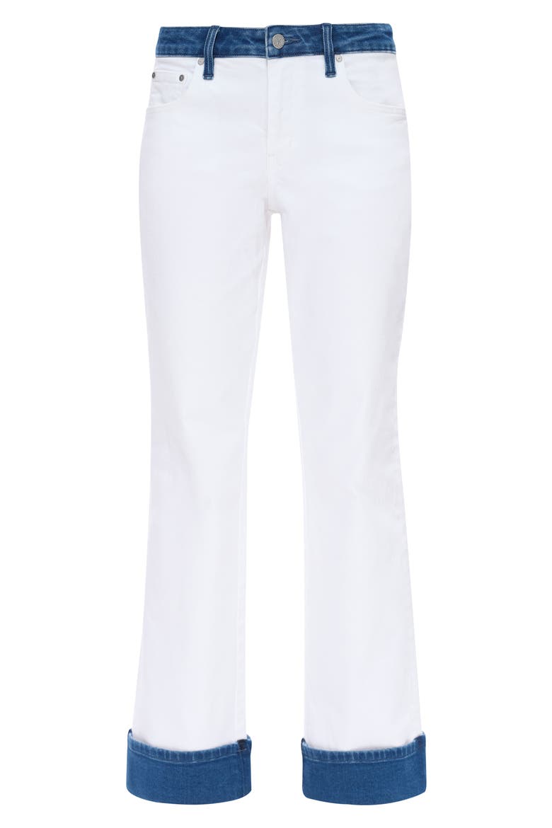 Contrast Mid Rise Relaxed Straight Leg Jeans, Alternate, color, WHITE