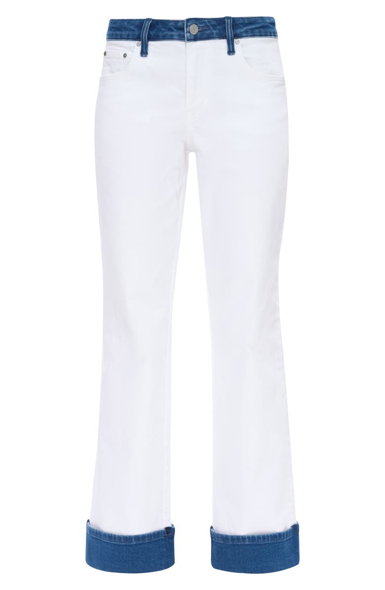 Bayeas Contrast Mid Rise Relaxed Straight Leg Jeans, Alternate, color, White