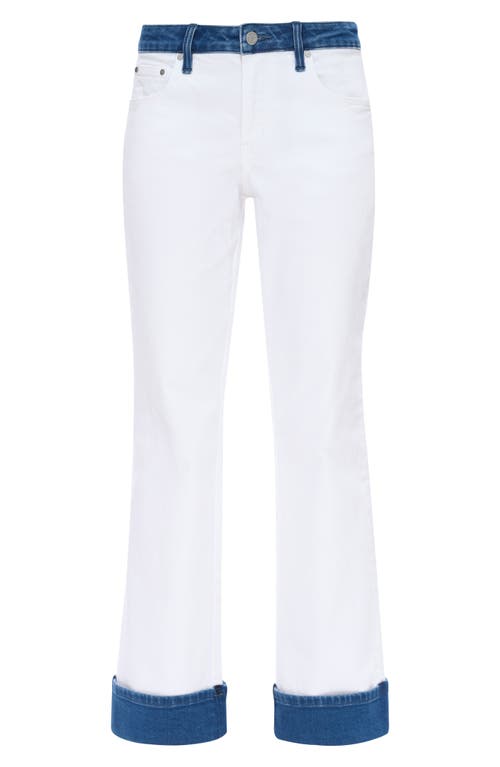 Bayeas Contrast Mid Rise Relaxed Straight Leg Jeans In White