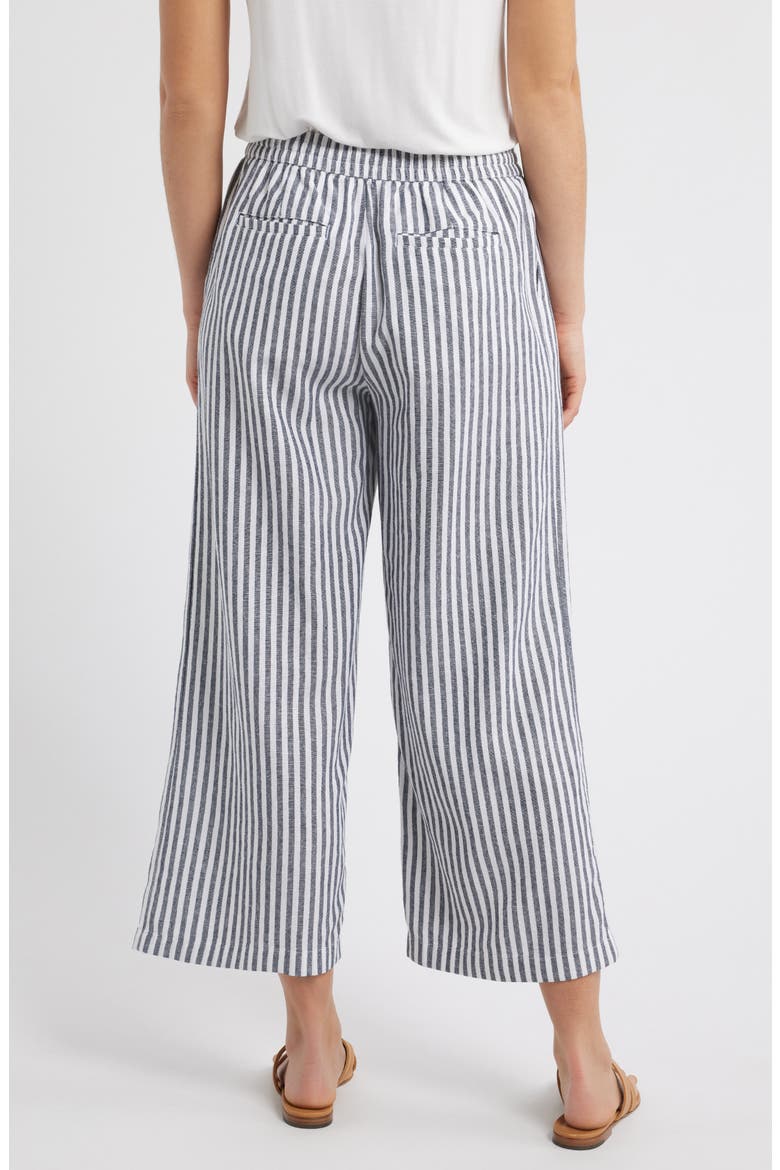 Drawstring Wide Leg Linen Blend Pants, Alternate, color, NAVY B- WHITE BRIANNE STRIPE