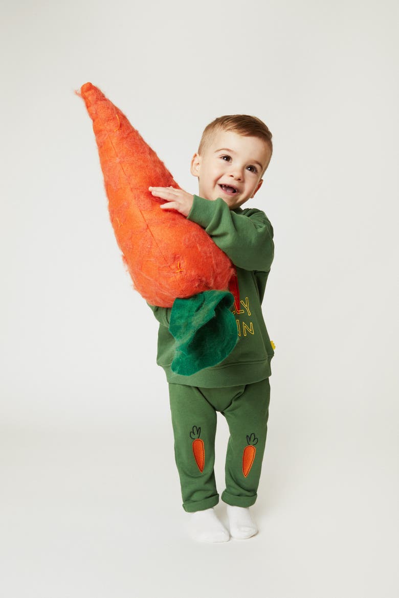 Embroidered Carrot Baby Jogger, Alternate, color, Natural