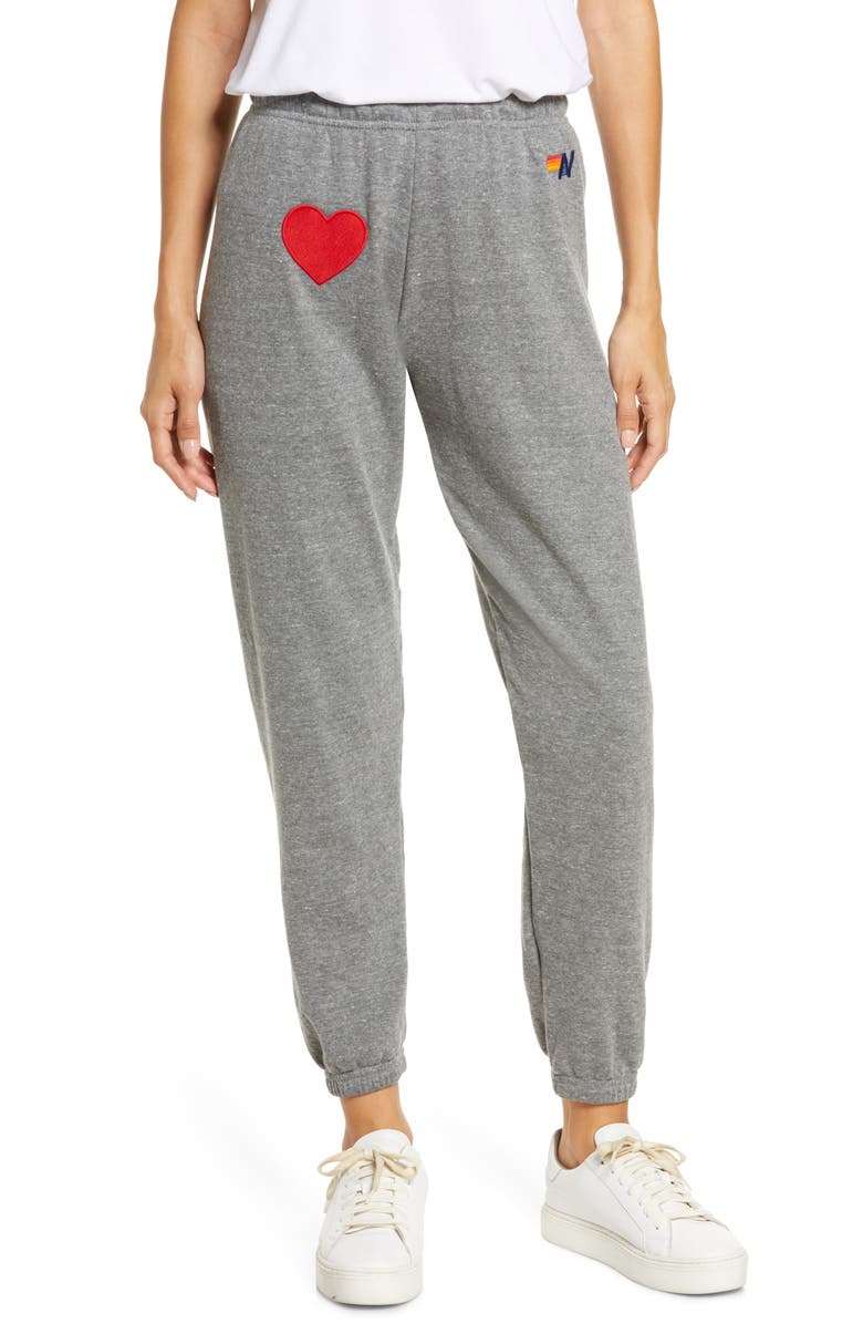 Aviator Nation Heart Appliqué Sweatpants, Main, color,