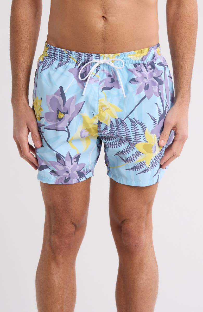 BOSS Piranha Swim Trunks, Main, color, Purple
