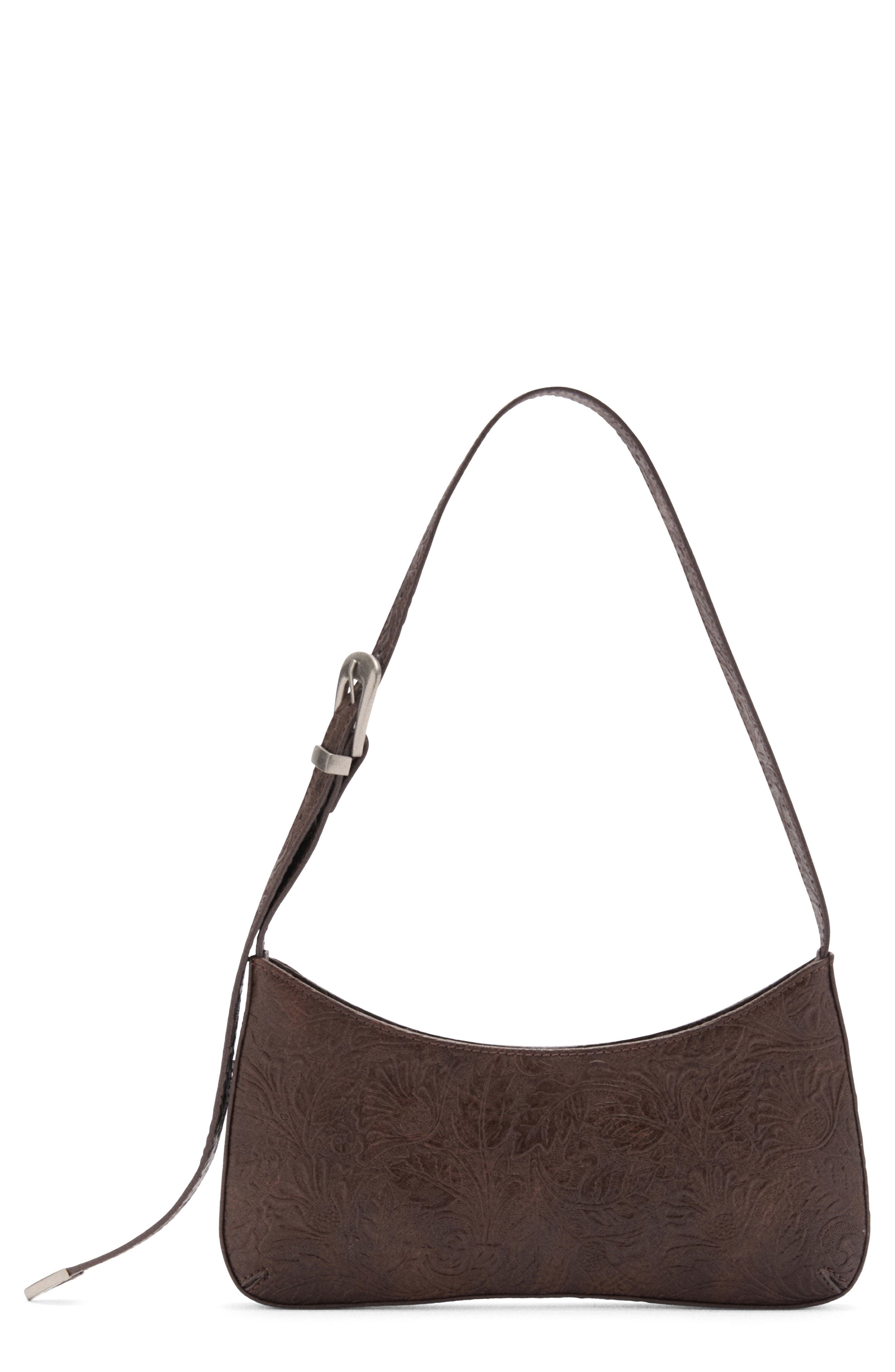 MANGO Embossed Faux Leather Shoulder Bag, Main, color, 