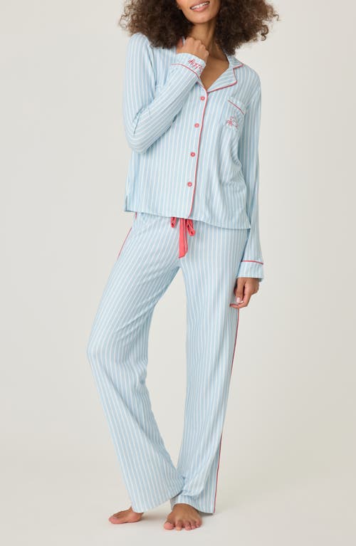 Pj Salvage Martime Pajamas With Sleep Mask In Blue Haze