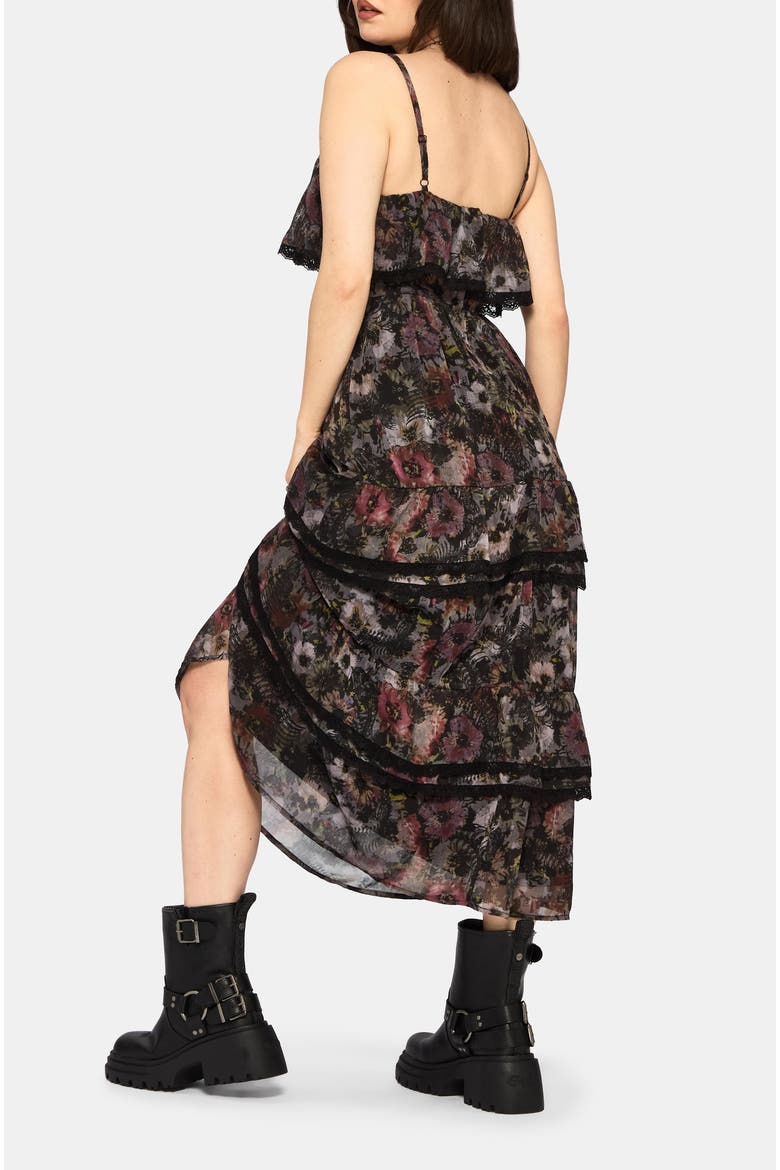 Mortua Grunge Floral Print Maxi Dress, Alternate, color, Black