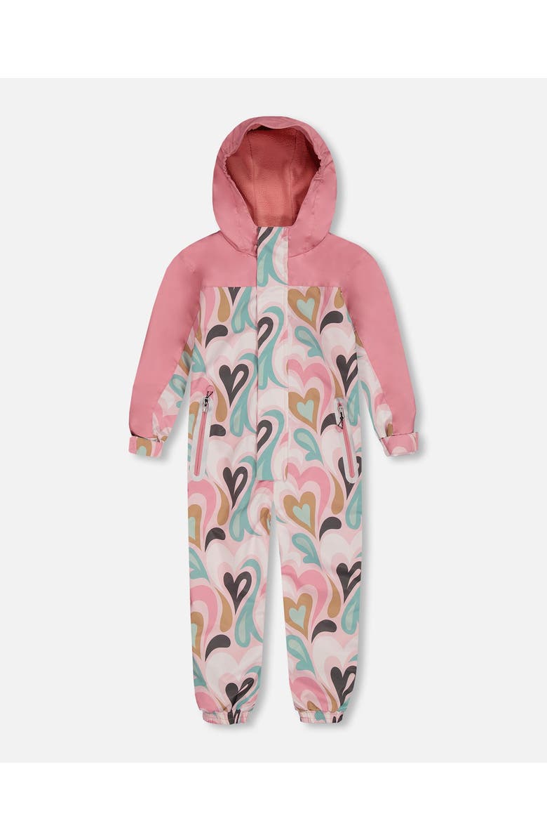 Deux par Deux Little Kids Unisex Printed Mid-Season One-Piece Outerwear Light Pink With Hearts, Main, color,