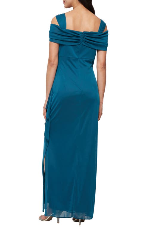 Alex Evenings Cold Shoulder Ruffle Gown