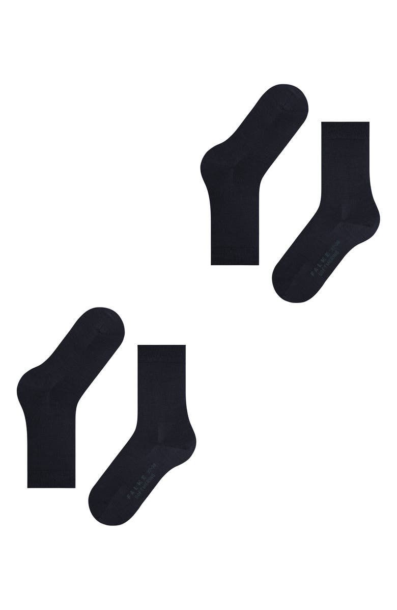 Falke Softmerino 2-Pack Virgin Wool & Cotton Blend Crew Socks, Alternate, color, Dark Navy