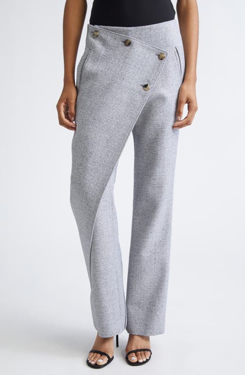 Oblique Caviar Asymmetric Wool Straight Leg Pants