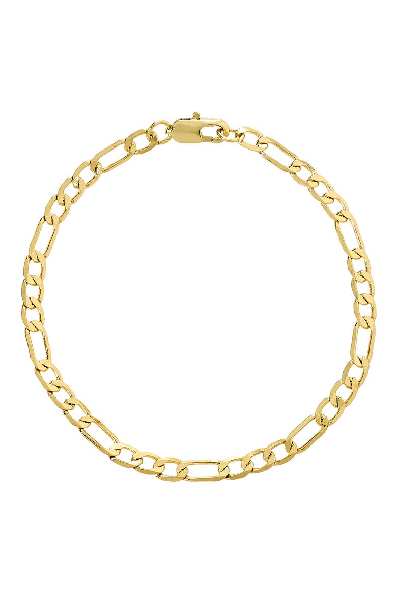 Men's 18K Gold Plated Figaro Chain Necklace & Bracelet Set, Alternate, color, GOLD